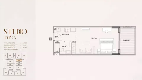 Floor plan, Studio, 481 sq ft