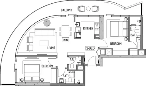 Floor plan, 2 Beds, 1,394 sq ft