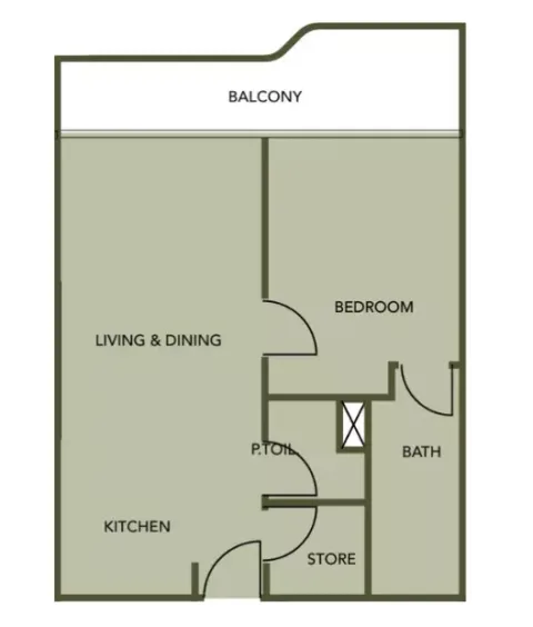 Floor plan, 1 Bed, 754 sq ft