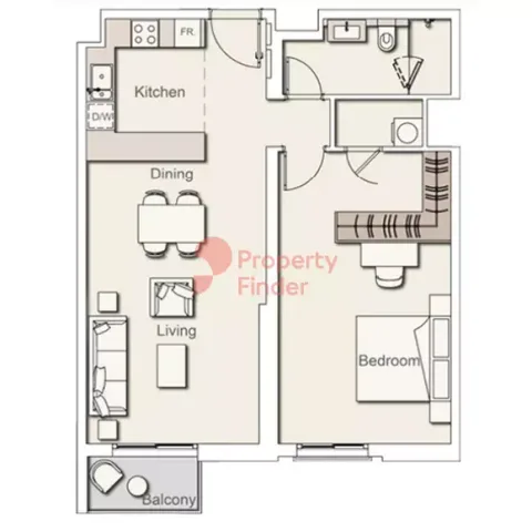 Floor plan, 1 Bed, 806 sq ft