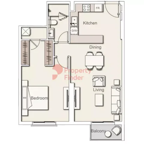 Floor plan, 1 Bed, 774 sq ft