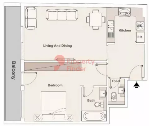 Floor plan, 1 Bed, 0 sq ft