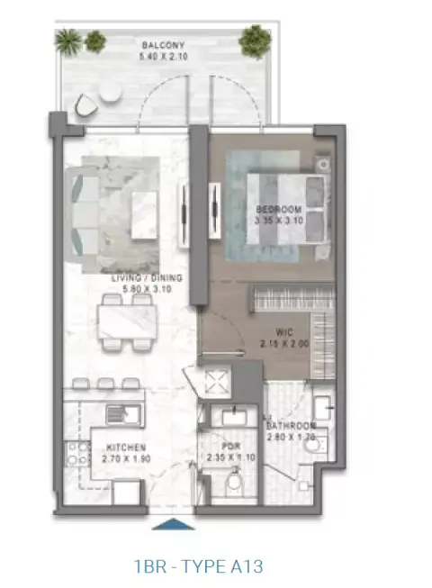 Floor plan, 1 Bed, 0 sq ft