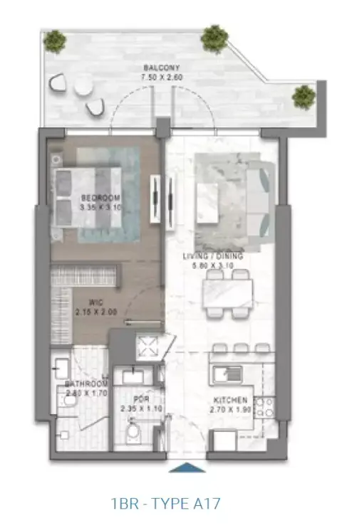 Floor plan, 1 Bed, 0 sq ft