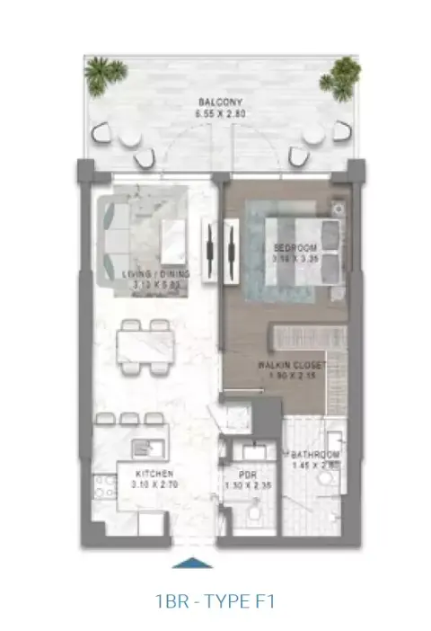 Floor plan, 1 Bed, 0 sq ft