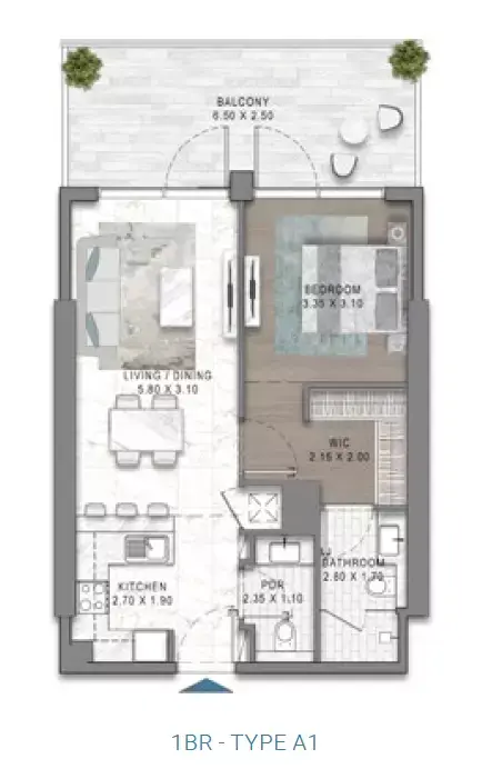Floor plan, 1 Bed, 0 sq ft