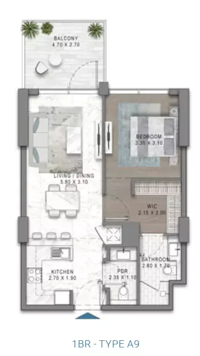 Floor plan, 1 Bed, 0 sq ft