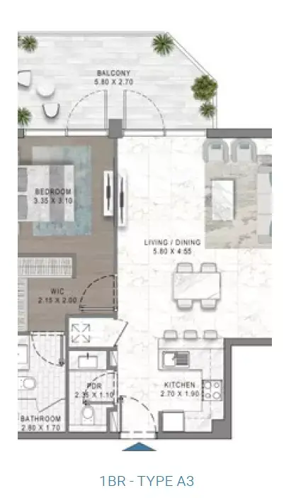 Floor plan, 1 Bed, 0 sq ft