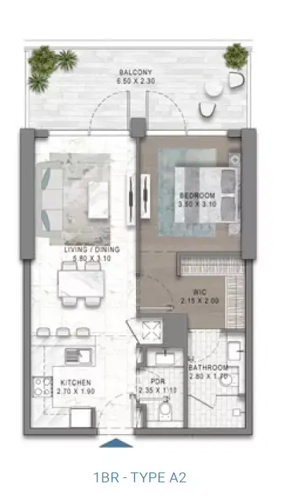 Floor plan, 1 Bed, 0 sq ft