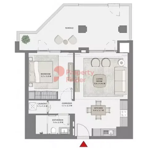 Floor plan, 1 Bed, 959 sq ft