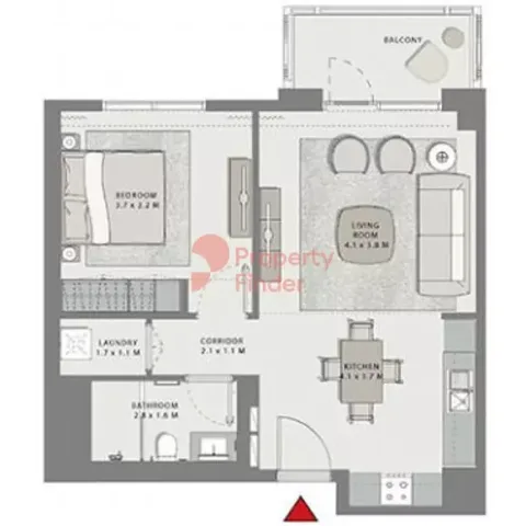Floor plan, 1 Bed, 724 sq ft