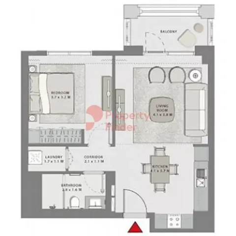 Floor plan, 1 Bed, 724 sq ft