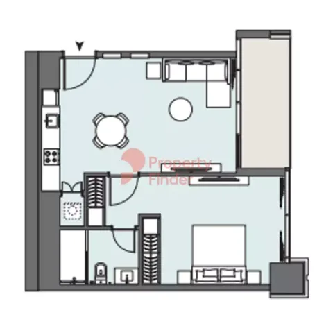 Floor plan, 1 Bed, 663 sq ft