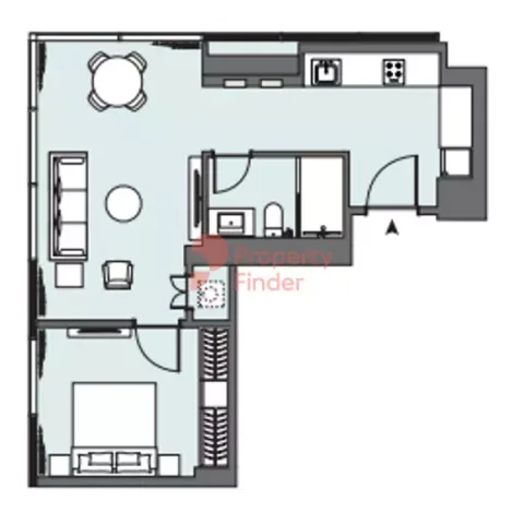 Floor plan, 1 Bed, 613 sq ft