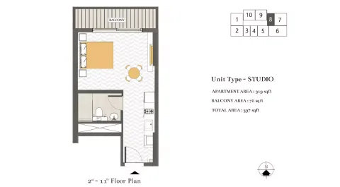 Floor plan, Studio, 397 sq ft