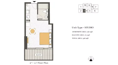 Floor plan, Studio, 368 sq ft