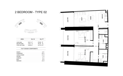 Floor plan, 2 Beds, 1,277 sq ft