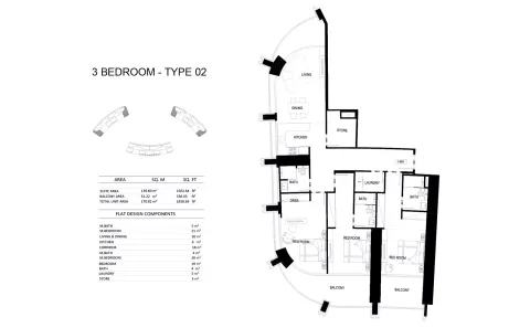 Floor plan, 3 Beds, 1,838 sq ft