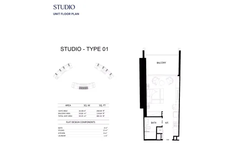 Floor plan, Studio, 465 sq ft