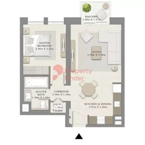 Floor plan, 1 Bed, 663 sq ft