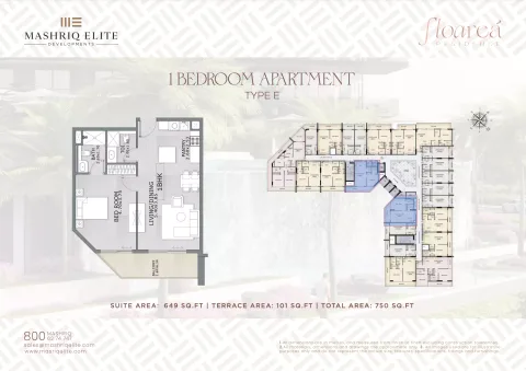Floor plan, 1 Bed, 750 sq ft