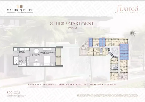 Floor plan, Studio, 409 sq ft