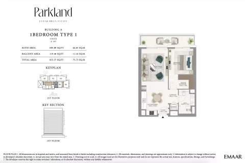 Floor plan, 1 Bed, 815 sq ft