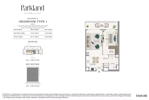 Floor plan, 1 Bed, 827 sq ft