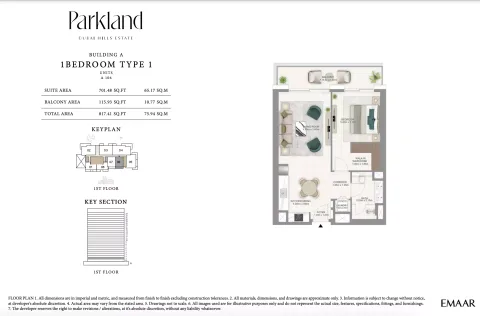 Floor plan, 1 Bed, 817 sq ft