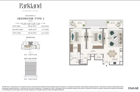 Floor plan, 2 Beds, 1,242 sq ft