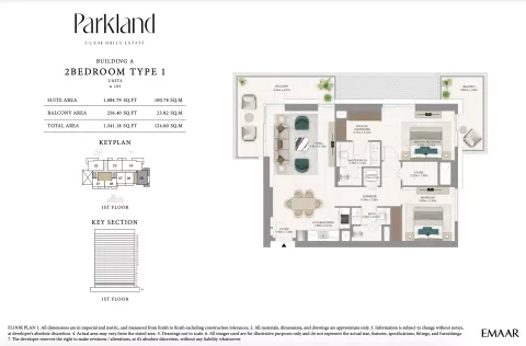 Floor plan, 2 Beds, 1,341 sq ft