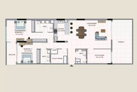 Floor plan, 2 Beds, 2,273 sq ft