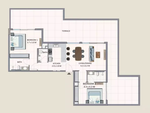 Floor plan, 2 Beds, 2,203 sq ft
