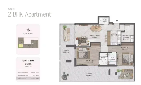Floor plan, 2 Beds, 1,741 sq ft