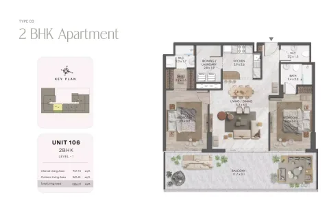 Floor plan, 2 Beds, 1,336 sq ft