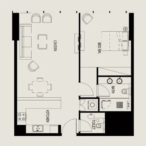 Floor plan, 1 Bed, 883 sq ft