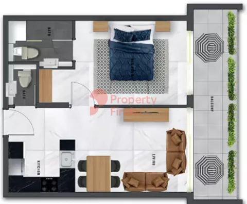 Floor plan, 1 Bed, 700 sq ft