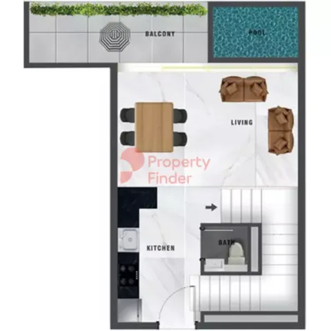 Floor plan, 1 Bed, 1,041 sq ft