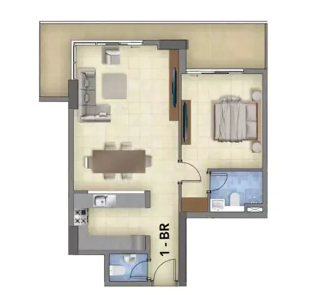Floor plan, 1 Bed, 936 sq ft