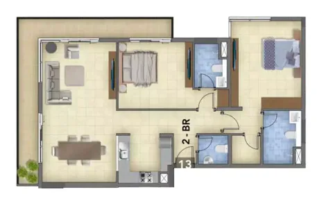 Floor plan, 2 Beds, 0 sq ft