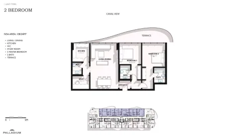 Floor plan, 2 Beds, 1,162 sq ft