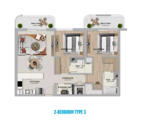 Floor plan, 2 Beds, 0 sq ft