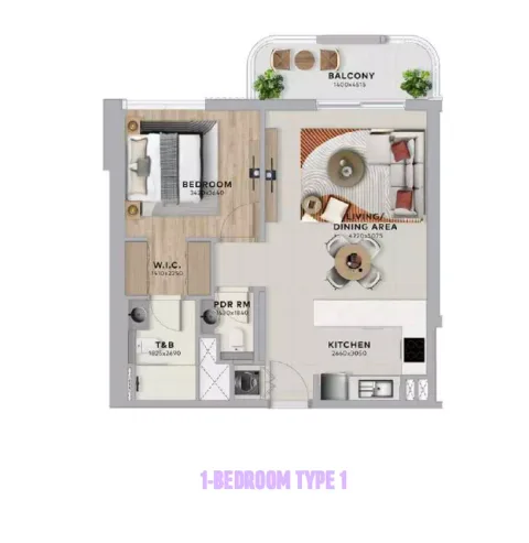 Floor plan, 1 Bed, 0 sq ft