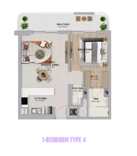Floor plan, 1 Bed, 0 sq ft