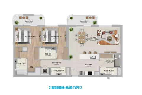 Floor plan, 2 Beds, 0 sq ft