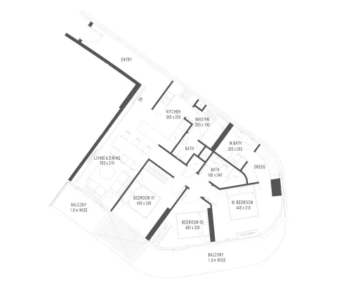 Floor plan, 3 Beds, 1,422 sq ft