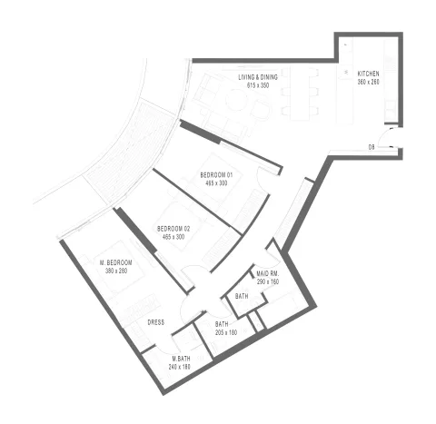 Floor plan, 3 Beds, 1,293 sq ft