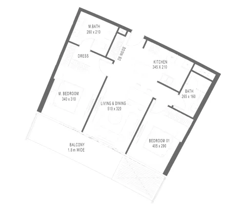 Floor plan, 2 Beds, 914 sq ft