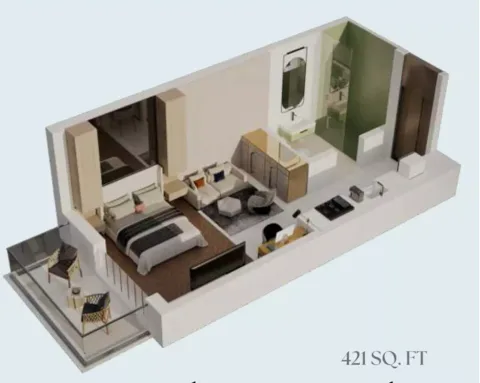 Floor plan, Studio, 421 sq ft