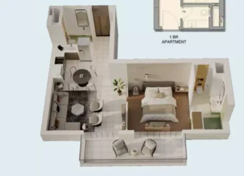 Floor plan, 1 Bed, 750 sq ft